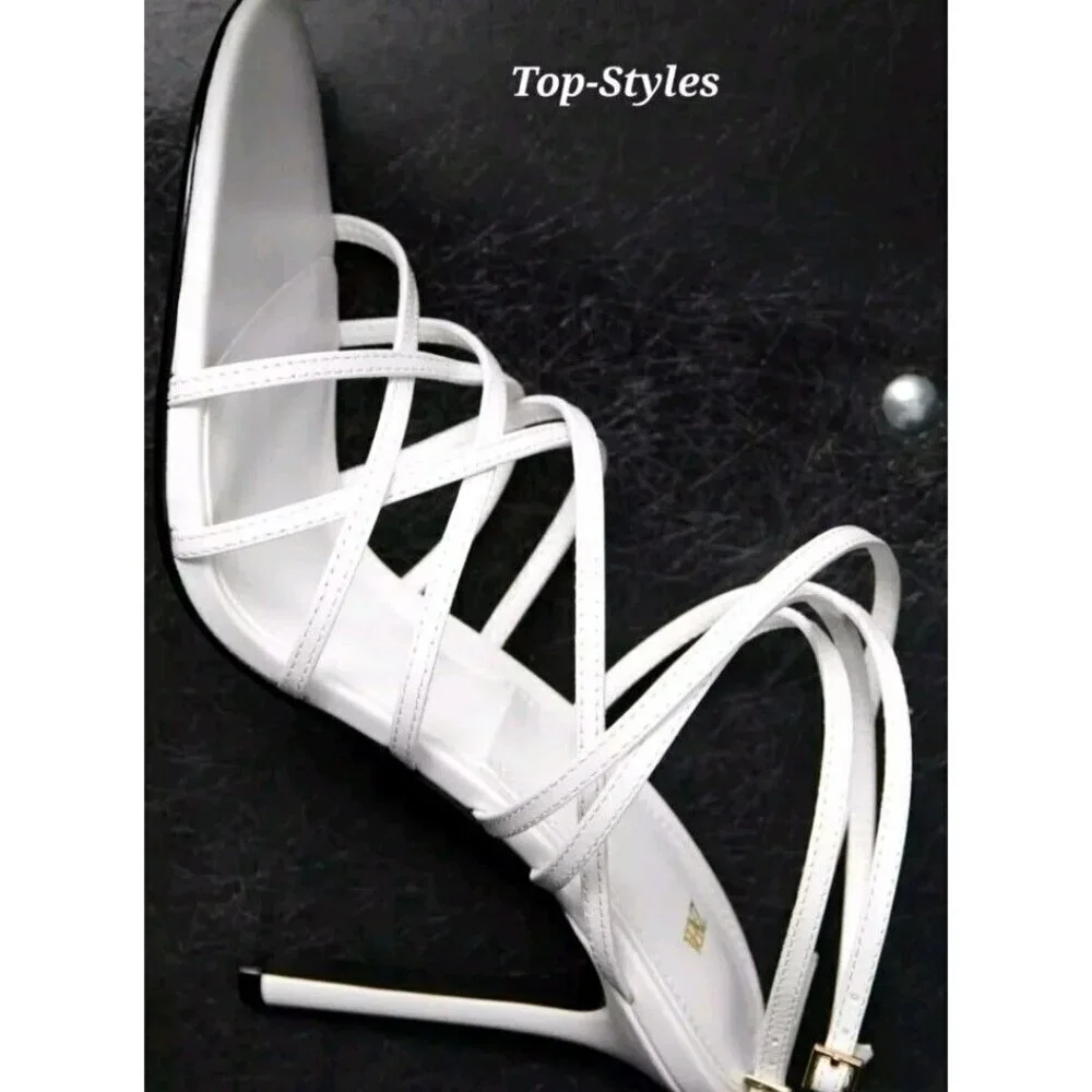 ZARA NWT AUTHENTIC WHITE LEATHER HIGH HEEL SANDALS REF. 1331/910 USA 10 /41